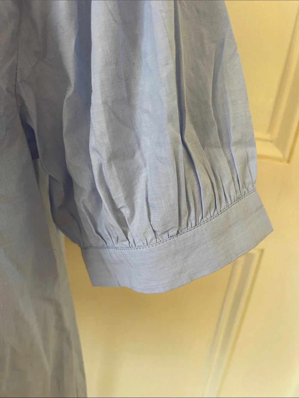 J. Crew Light Blue Smocked Yoke Puff Sleeve Top